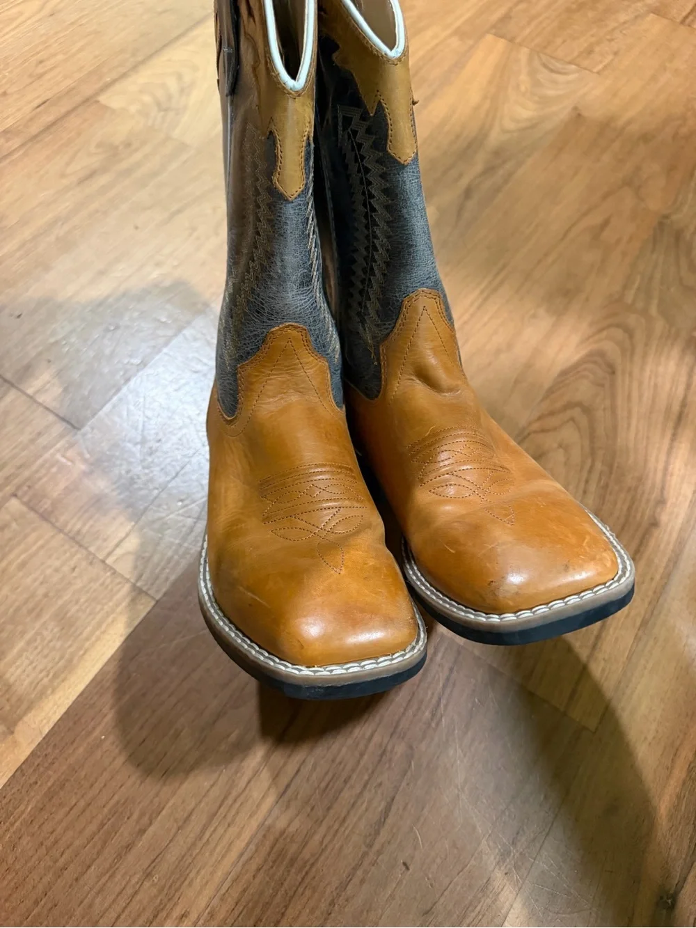 Kids Two-Tone Brown and Dark Brown Western Cowboy Boots